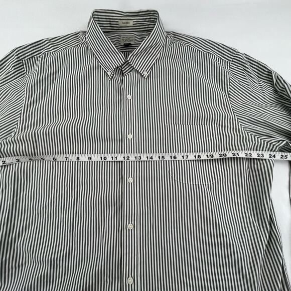 JOHN | Striped XXL Secret Wash Gray White J. Crew Men's Button Up Dress Shirt - Picture 4 of 6